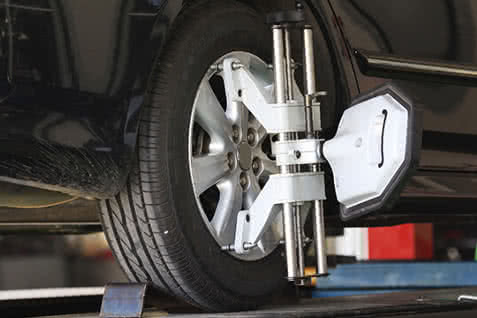 photo of automotive wheel alignment